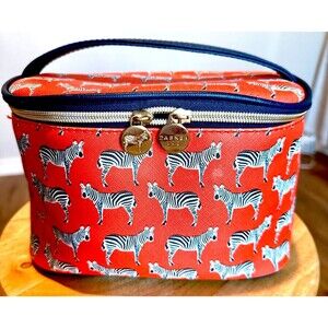 Dabney Lee Red  With Zebras Cosmetic Travel Makeup Bag PVC (HB1)